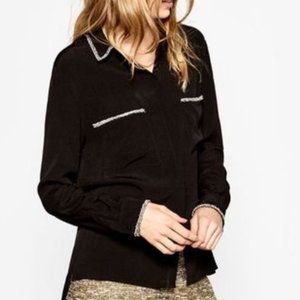 Zara Black Button Down Blouse